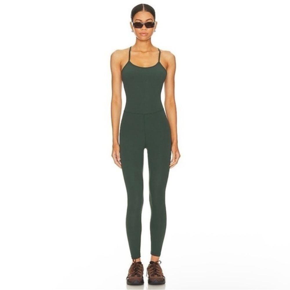 Splits59 Womens Sleeveless Airweight Jumpsuit in Military Green Size Small